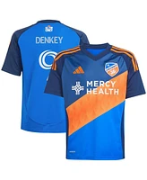 Adidas Big Boys and Girls Kevin Denkey Blue Fc Cincinnati 2025 Orange Legacy Kit Replica Player Jersey