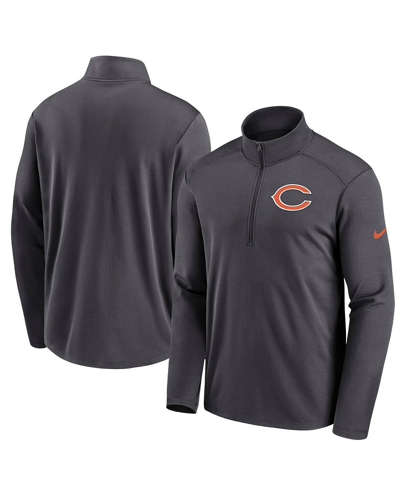 Nike Men's Anthracite Chicago Bears Logo Pacer Performance Half-Zip Sweatshirt