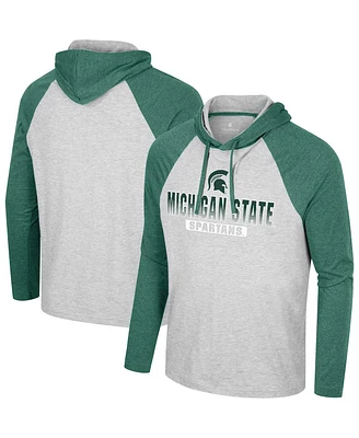 Colosseum Men's Heather Gray Michigan State Spartans Hasta La Vista Raglan Hoodie Long Sleeve T-Shirt