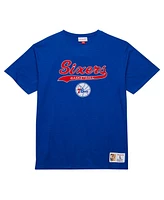 Mitchell & Ness Men's Royal Philadelphia 76ers Hardwood Classics Felt Applique Slub T-Shirt