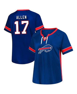 Fanatics Women's Josh Allen Royal Buffalo Bills Plus Name Number Lace-Up T-Shirt