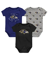 Outerstuff Baby Boys and Girls 3-Pack Baltimore Ravens Team Starter Bodysuit Set