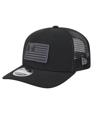 New Era Men's Black Texas Rangers Tonal Flag 9SEVENTY Stretch-Snap Hat