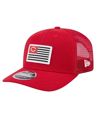New Era Men's Red Cincinnati Reds Flag 9SEVENTY Coolera Stretch-Snap Hat