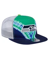 New Era Men's Neon Green/College Navy Seattle Seahawks Throwback Dye Golfer Snapback Hat