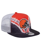 New Era Men's Orange/Black Cleveland Browns Throwback Dye Golfer Snapback Hat