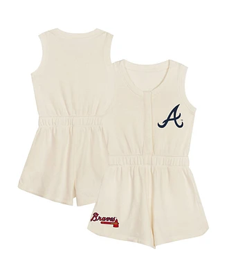 Outerstuff Girls Preschool Cream Atlanta Braves Girl Power Tank Romper