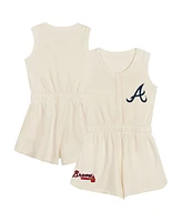 Outerstuff Girls Preschool Cream Atlanta Braves Girl Power Tank Romper