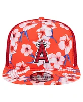 New Era Men's Red Los Angeles Angels Adventure Pattern Golfer Trucker Snapback Hat