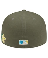 New Era Men's Olive Florida Marlins Cooperstown Collection Tonal Florals 59FIFTY Fitted Hat