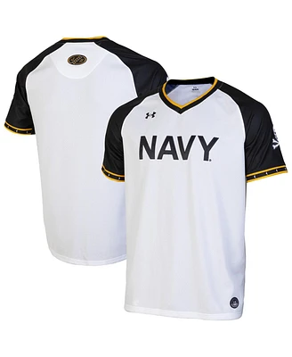 Under Armour Men's White/Navy Navy Midshipmen Replica Full-Button Baseball Jersey