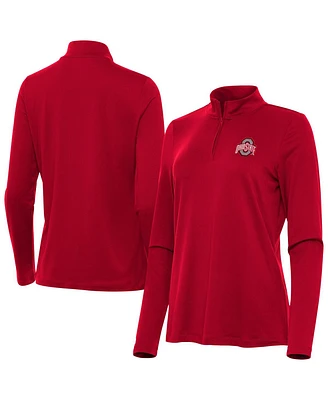 Antigua Women's Scarlet Ohio State Buckeyes Reprocess Quarter-Zip Sweatshirt