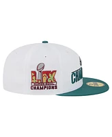 New Era Men's White/Midnight Green Philadelphia Eagles Super Bowl Lix Champions 59FIFTY Fitted Hat