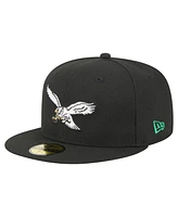 New Era Men's Black Philadelphia Eagles Super Bowl Lix Champions Historic Side Patch 59FIFTY Fitted Hat