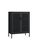 Manhattan Comfort 31.5" Steel Amelia Modern 3-Shelf Accent Cabinet