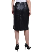 Ny Collection Petite Faux Leather Slim Back Zipper Skirt