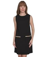 Tommy Hilfiger Petites Sleeveless Colorblocked-Pocket Shift Dress