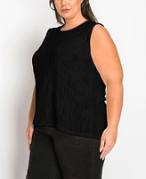 Coin 1804 Plus Spiral Wave Texture Strappy Back Tank Top
