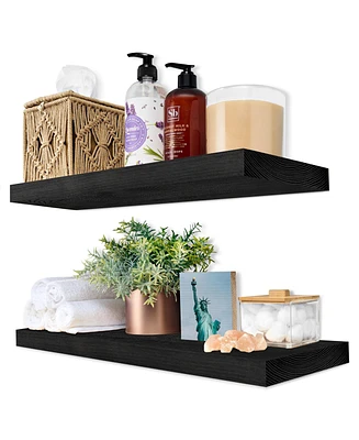 Sorbus 2 Pack 16" Solid Wood Floating Shelves - for Bathroom Decor, Books, Bedroom & Living Room