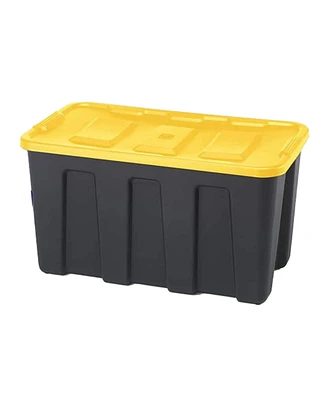 Homz 34 Gallon Durabilt Home Storage Container w/Lid, Black/Yellow (2 Pack