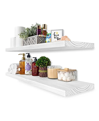 Sorbus 2 Pack 35" Solid Wood Floating Shelves - for Bathroom Decor, Books, Bedroom & Living Room