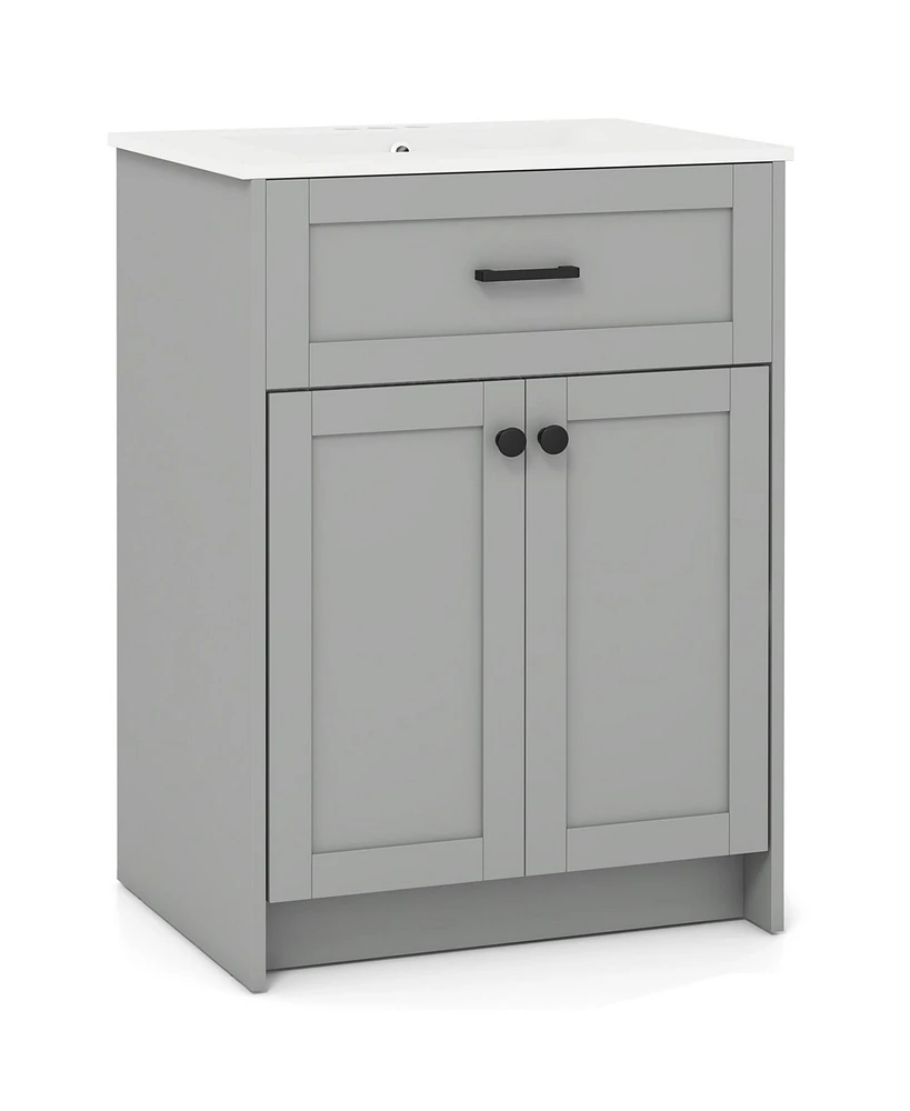 Slickblue Bathroom Vanity Unit with Basin and Double Doors for Compact Storage