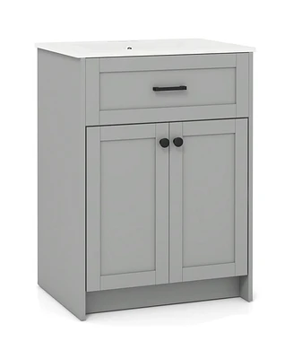 Slickblue Bathroom Vanity Unit with Basin and Double Doors for Compact Storage