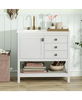 Freestanding Bathroom Vanity Unit with Basin Floor Storage Cabinet