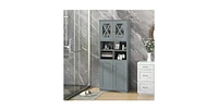 Tall Bathroom Cabinet Large Floor Storage Cabinet with Acrylic Doors and 3 Cubes