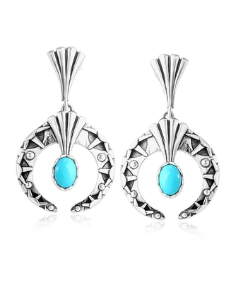 American West Jewelry Sterling Silver Sleeping Beauty Turquoise Fritz Casuse Oval Gemstone Naja Earrings
