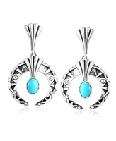 American West Jewelry Sterling Silver Sleeping Beauty Turquoise Fritz Casuse Oval Gemstone Naja Earrings
