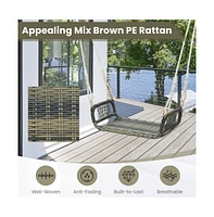 Wicker Porch Swing Seat with Cozy Armrests