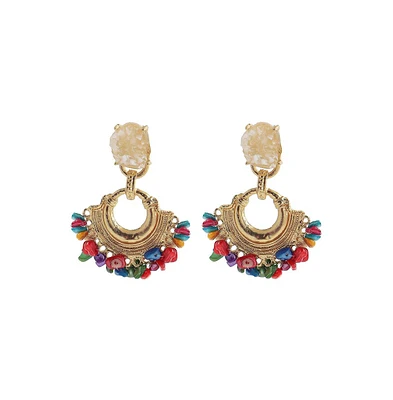 Sohi Women's Cluster Stone Drop Earrings