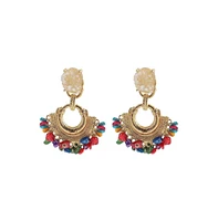 Sohi Women's Cluster Stone Drop Earrings