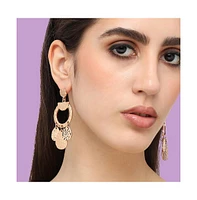 Sohi Women's White Dented Drop Earrings