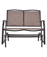 Gymax Patio Loveseat Glider Rocking Bench Double Chair With Arm Backyard Outdoor