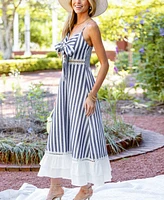 Cupshe Women's Sailor Sweetheart Striped Maxi Beach Dress