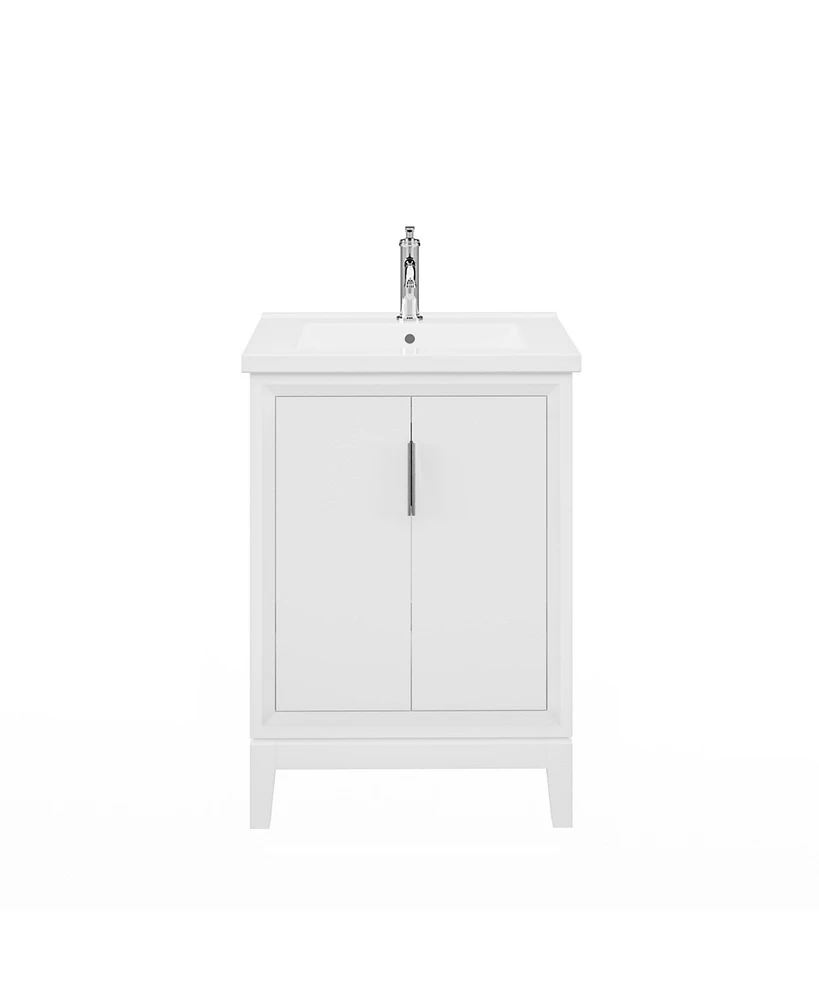 Elise 24.5 in. W x 18 in. D Bath Vanity in Pure White with Ceramics Vanity Top in White with White Basin