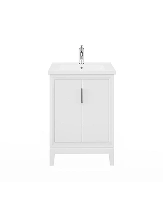 Elise 24.5 in. W x 18 in. D Bath Vanity in Pure White with Ceramics Vanity Top in White with White Basin