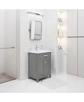 Myra 24 in. Bath Vanity in Cashmere Grey with Integrated Ceramics Vanity Top and Sink