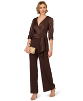 Adrianna Papell Women's Crepe 3/4-Sleeve Jumpsuit
