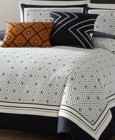 Bebejan Geometric Black & White Bedding 200 Thread Count 100% Cotton Sateen 5 Piece Reversible King Comforter Set