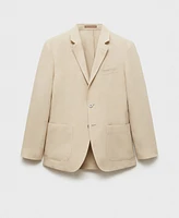 Mango Men's Patch Pockets Linen Blazer