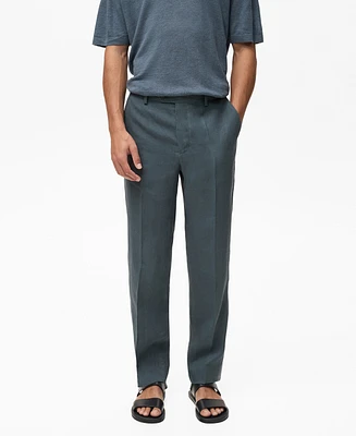 Mango Men's Linen Straight Pants