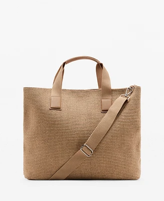 Mango Men's Raffia Tote Bag