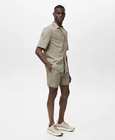 Mango Men's Pockets and Bowling Collar Shirt
