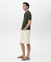 Mango Men's Striped Openwork Knitted Shirt