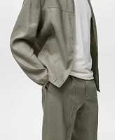 Mango Men's Pleated Linen Pants