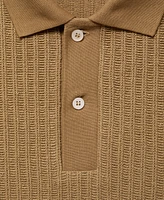Mango Men's Thick Rib-Knit Polo Shirt
