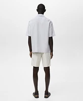 Mango Men's Lyocell-Linen Bowling-Collar Shirt